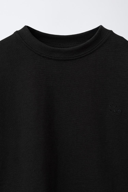 ZARA ФУТБОЛКА HEAVYWEIGHT С ВЫШИВКОЙ, ЧЕРНЫЙ