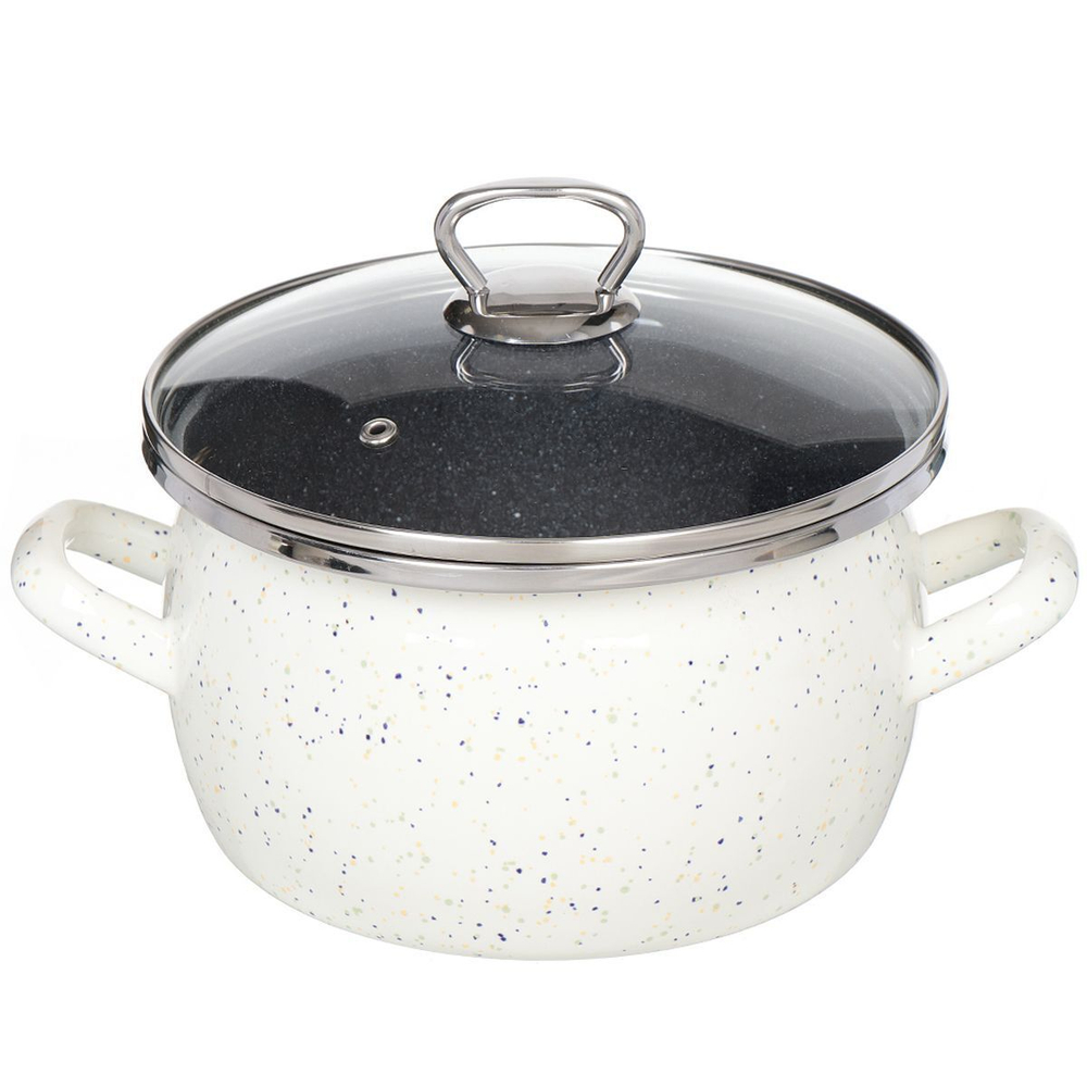 Кастрюля сталь, эмал, 3 л, с крыш, Сантэкс, Гранит цветной, 1-2430111, индукц