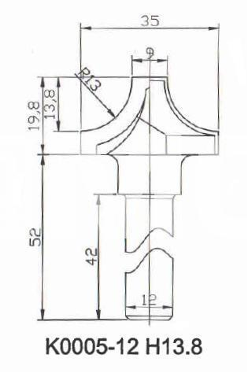 PCD фреза D.35x19,8x69 S.12