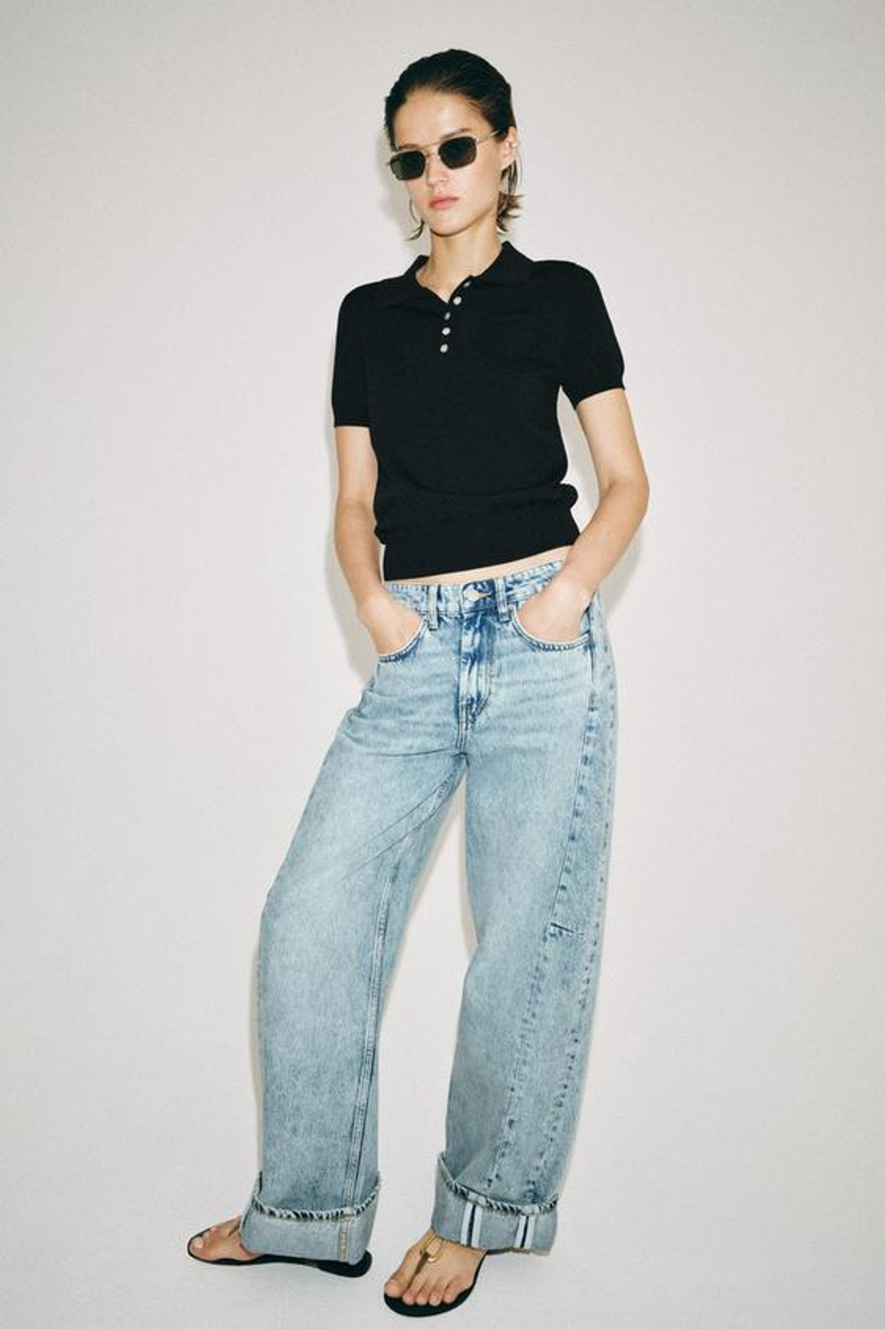 ZARA ДЖИНСЫ RELAXED-FIT С НИЗКОЙ ПОСАДКОЙ — ZW COLLECTION, СИНИЙ
