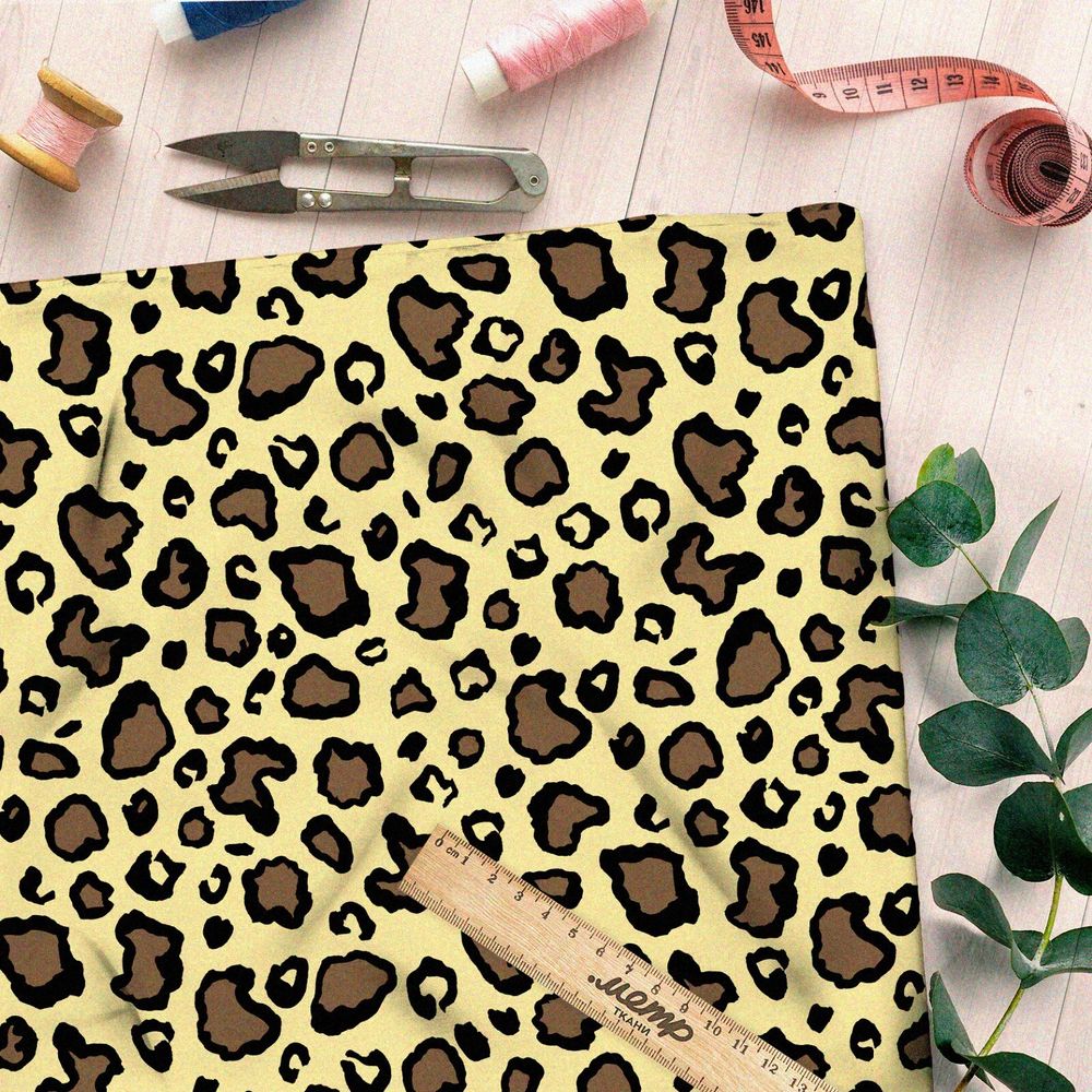 Ткань дюспо светлый контрастный леопардный принт