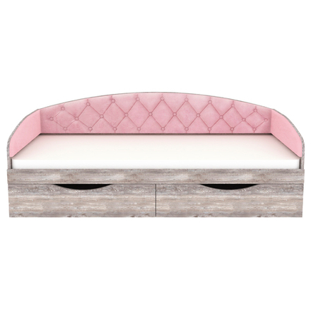 Кровать односпальная КарИВи Беллуччи с каретной стяжкой 80х190 Бетон Розовый