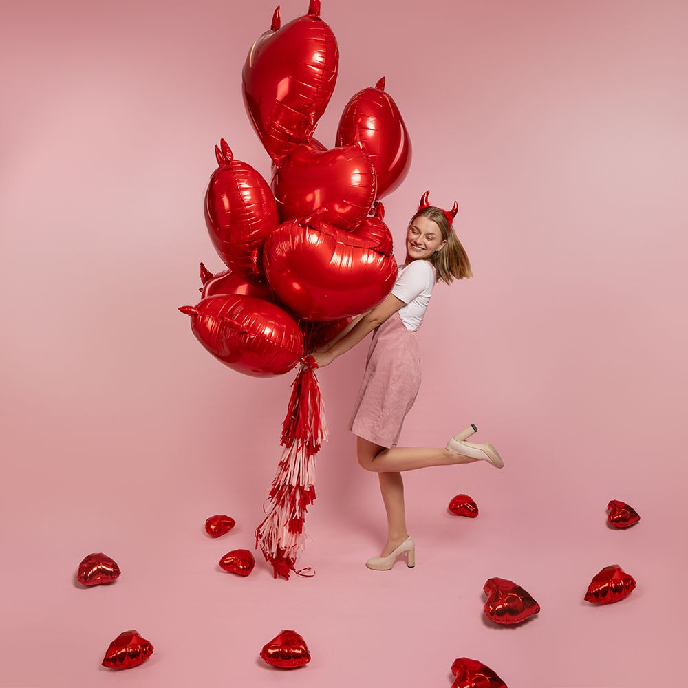 Шар (30''/76 см) Сердце, Чертенок, Красный, 1 шт. в уп.