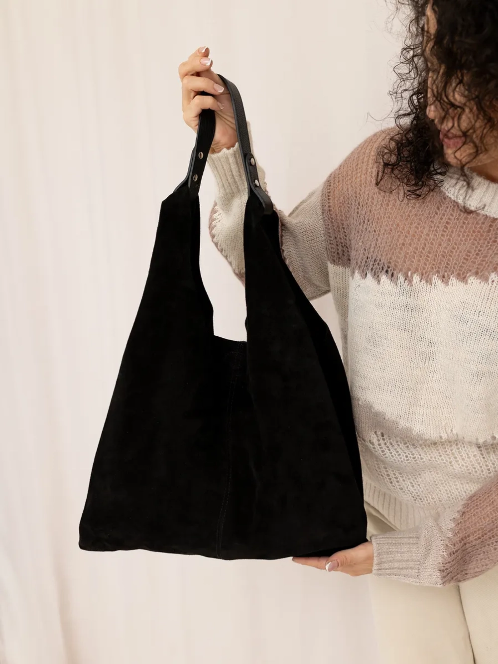 сумка через плечо шоппер натуральная замша