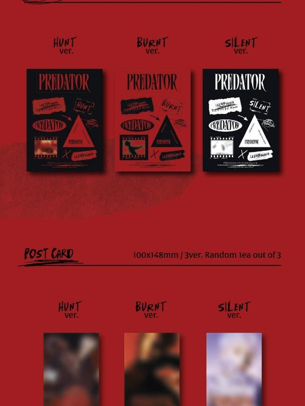 Альбом LEE GI KWANG - Predator 1st Album 3 Version SET