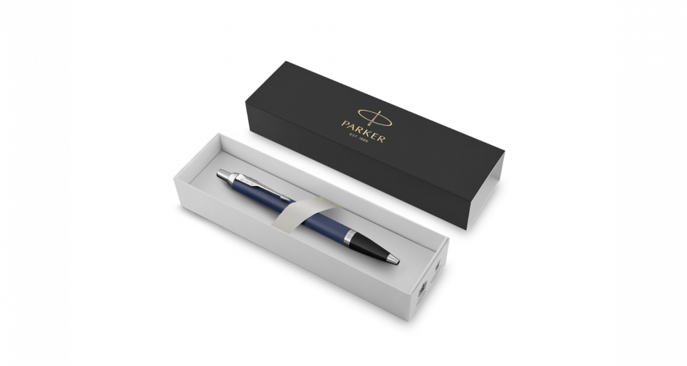 Шариковая ручка Parker IM Metal Matte Blue CT, стержень: M, цвет чернил: blue, в подарочной упаковке.