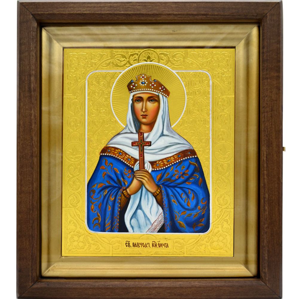 Ольга святая равноапостольная. Рукописная икона на липовой доске.