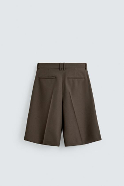 ZARA ШОРТЫ RELAXED FIT, ТЕМНО-ЗЕЛЕНЫЙ