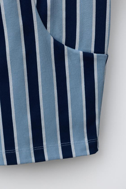 ZARA БРЮКИ RELAXED В ПОЛОСКУ, ГОЛУБОЙ