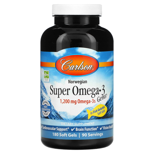 Carlson, норвежская Super Omega-3 Gems®, 180 капсул