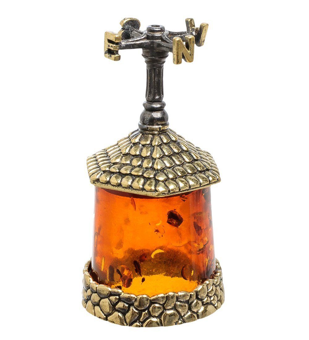 Народные промыслы AM-1609 Фигурка «Башня под флюгер» (латунь, янтарь)