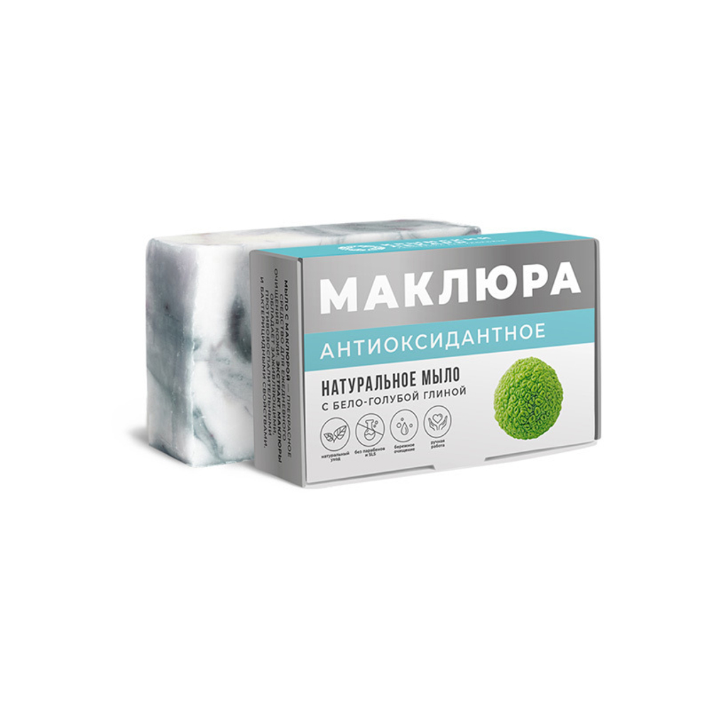 Мыло на основе маклюры Антиоксидантное с бело-голубой глиной, 100 г (1,55 б)