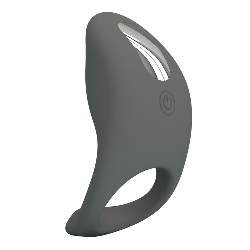 Серое эрекционное кольцо с вибростимуляцией клитора (Цвет: серый)