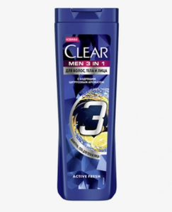Шампунь-гель Clear Vita Abe для тела и лица 3v1 с бодрящим цитрусовым ароматом для мужчин 380 мл