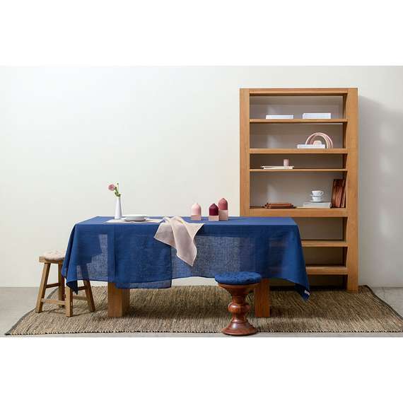 Скатерть из стираного льна синего цвета Essential, 170х170 см