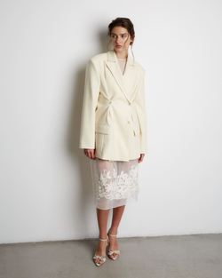 Жакет с дополнительными петлями из шерсти молочный