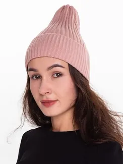Шапка женская зимняя, цвет пудра, размер 52-56