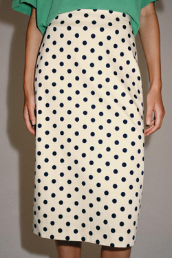 ZARA ЮБКА-КАРАНДАШ В ГОРОШЕК — ZW COLLECTION, ЭКРЮ/ЧЕРНЫЙ