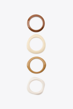 ZARA НАБОР ИЗ ЧЕТЫРЕХ ПЛАСТИКОВЫХ БРАСЛЕТОВ, ЭКРЮ