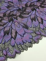Кружево эластичное синий/черный/фиолетовый К807 23 см