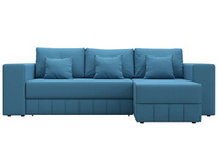 Диван угловой Лига-076 угол универсальный РОГОЖКА Амур 10 голубой