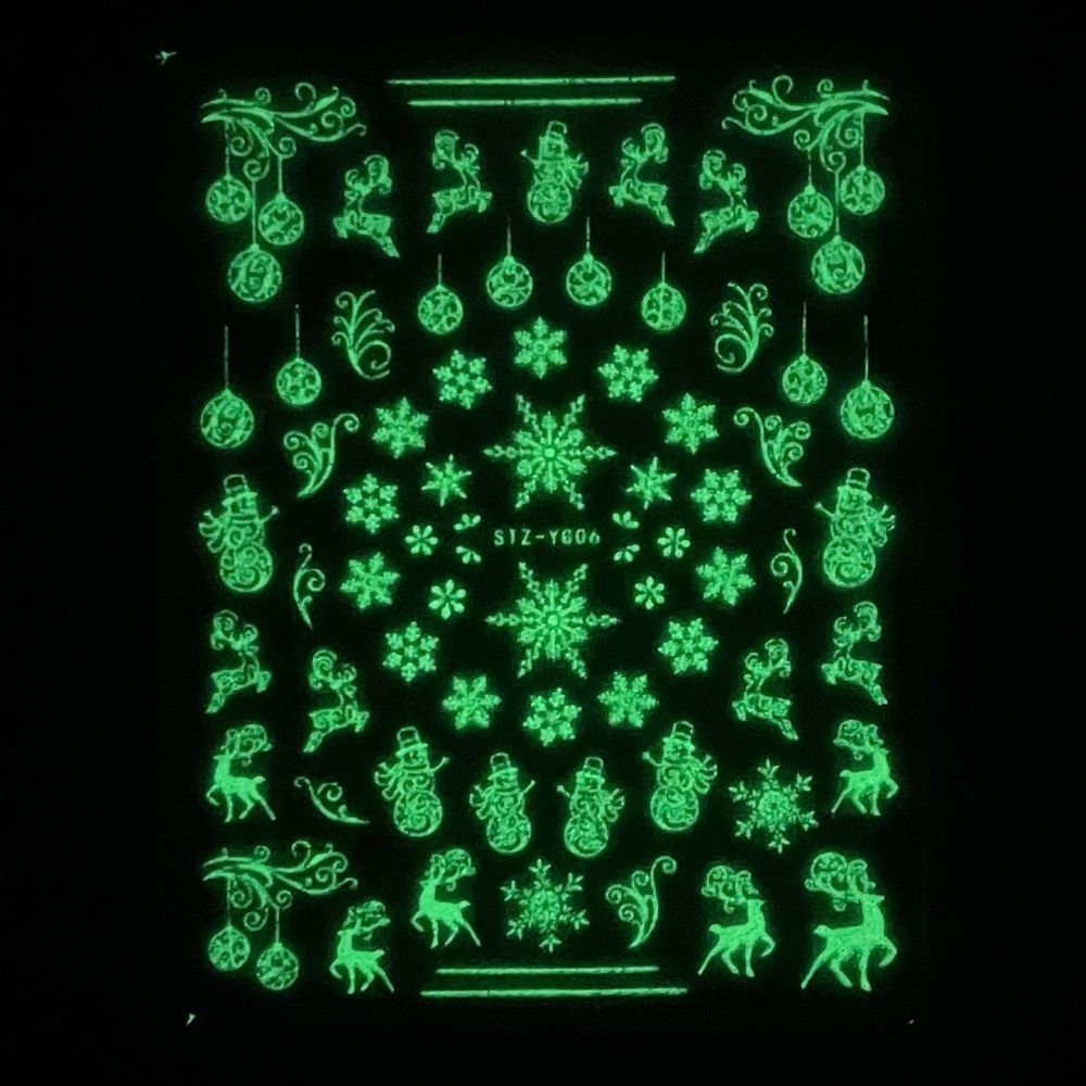 1829 Наклейки снежинки флуоресцентные