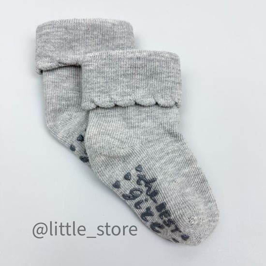 Носочки хлопковые для девочек Мятный/Серый со стоперами