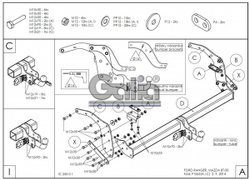 Фаркоп оцинкованный Galia F126A для Ford Ranger 2012-, Mazda BT50 2012-(паспорт и сертификат в комплекте)(без электрики)