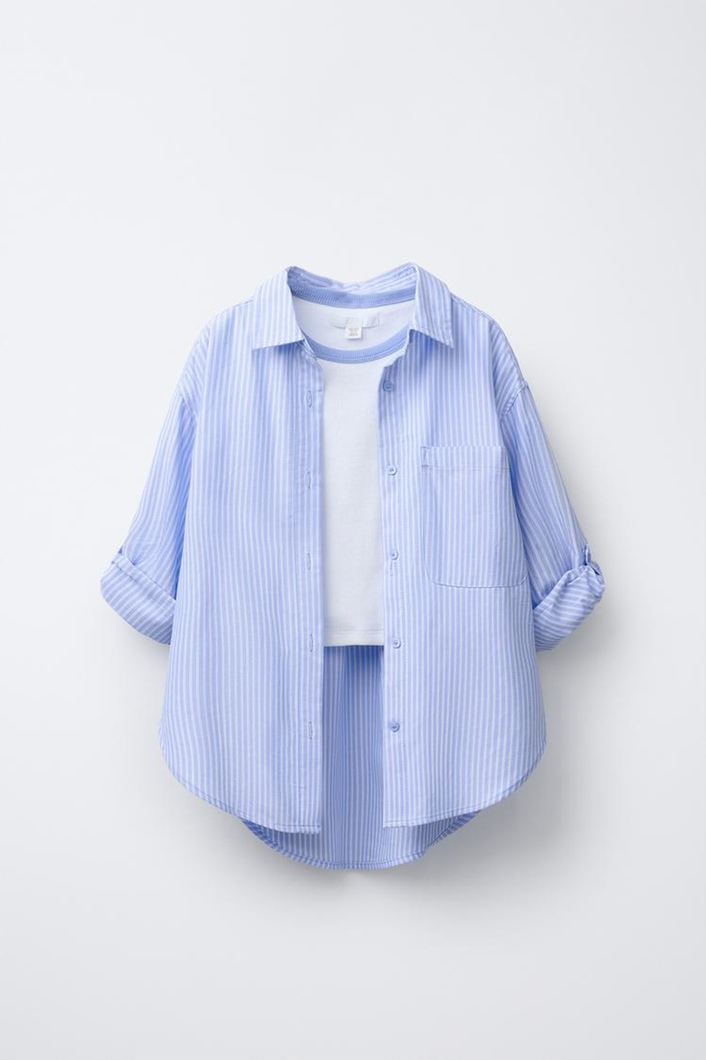 ZARA РУБАШКА В ПОЛОСКУ, СИНИЙ