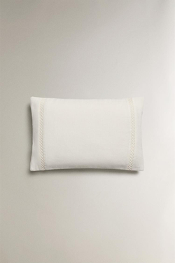 ZARA HOME ЛЬНЯНОЙ ЧЕХОЛ ДЛЯ ДЕКОРАТИВНОЙ ПОДУШКИ, ЖЕЛТОВАТО-БЕЛЫЙ