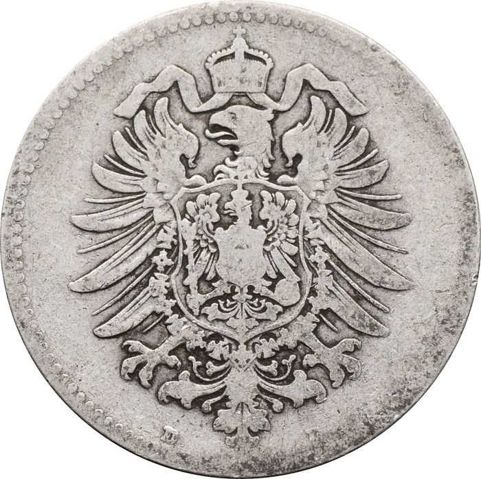 1 марка 1874 Германская Империя "D" F-VF