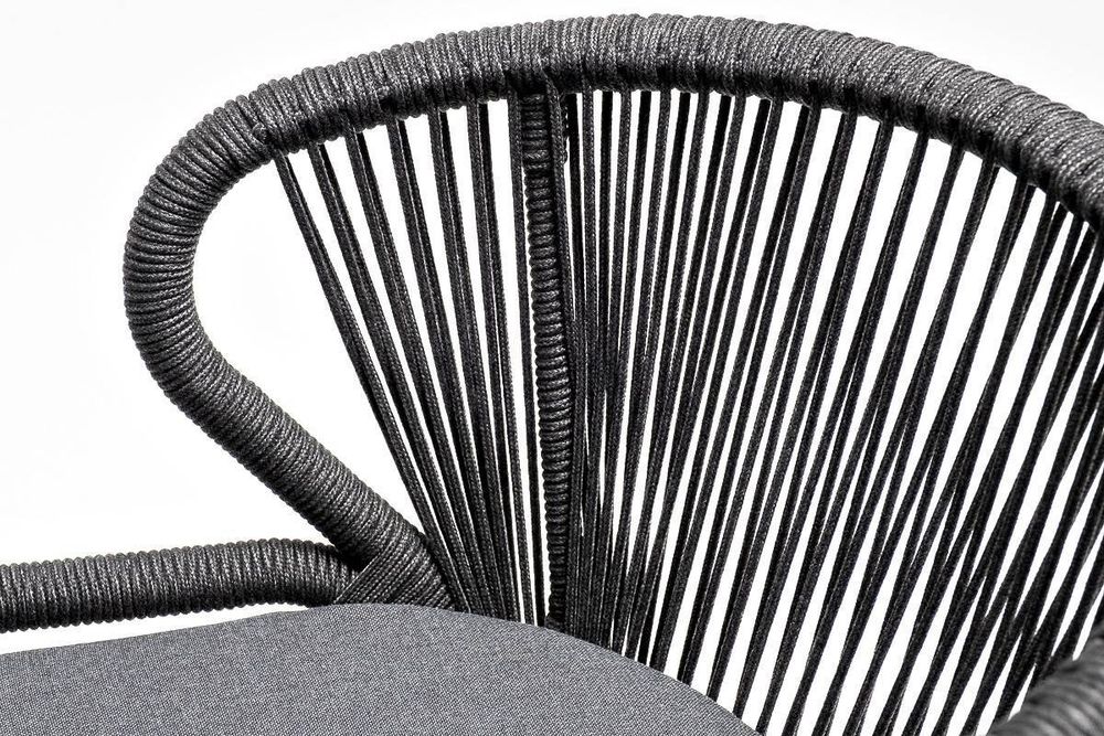 "Венето" обеденная группа на 6 персон со стульями "Милан", каркас темно-серый, роуп темно-серый