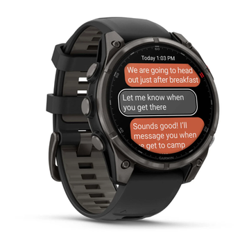 Умные часы Garmin Fenix 8 PRO,47 мм, AMOLED Сапфир, титановое покрытие DLC цвета «серый уголь» с черным/пепельно-серым силиконовым ремешком