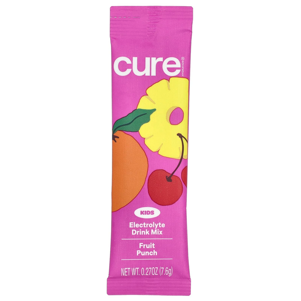 Cure Hydration, Kids, смесь для напитков с электролитами, фруктовый пунш, 6 пакетиков по 7,6 г (0,27 унции)