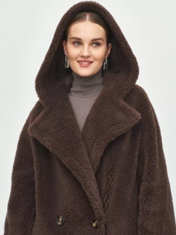 Шуба женская чебурашка тедди из эко меха, шоколадная, SilverFox