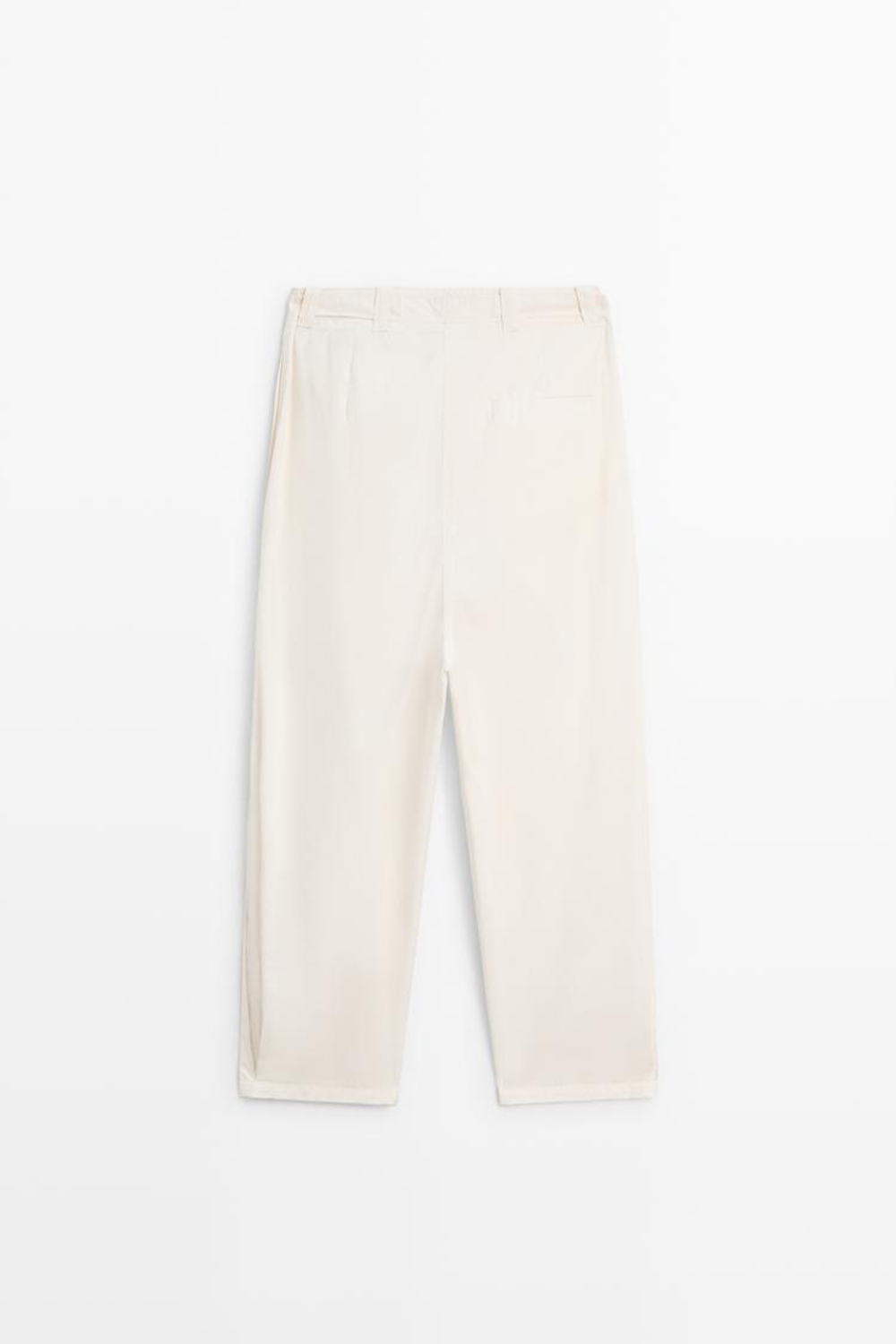 Massimo Dutti Брюки из смесовой хлопковой ткани с завязками, белый