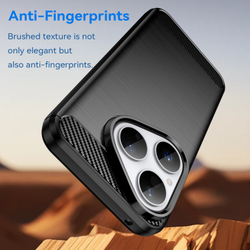 Чехол черного цвета на Huawei Pura 80, мягкий отклик кнопок, серия Carbon (с дизайном под карбон) от Caseport