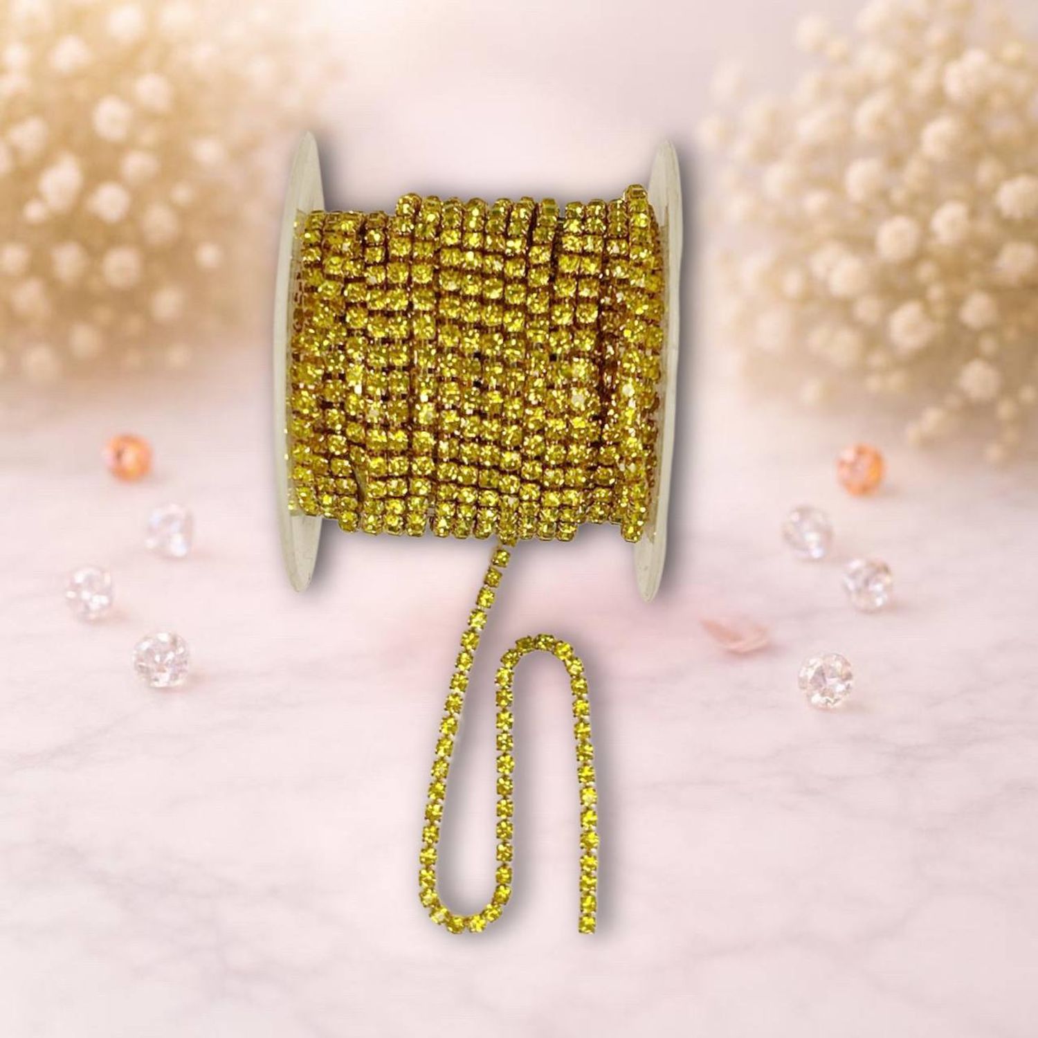 стразовая лента 2,5мм ,желтый -золото (1м)