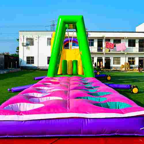 Коммерческая надувная полоса препятствий «Яркий мир», 25×3×4 м