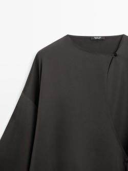 Massimo Dutti Рубашка из струящейся ткани внахлест, черный