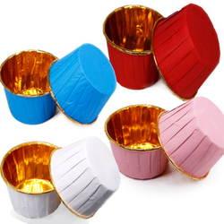 Формы бумажные с ламинацией «Маффин» 50х40 мм (Золото + белый) 50 шт