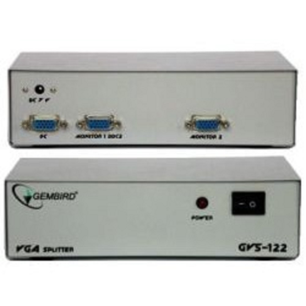 Разветвители и преобразователи видеосигнала Gembird GVS122 Разветвитель сигнала VGA на 2 монитора (Gembird)