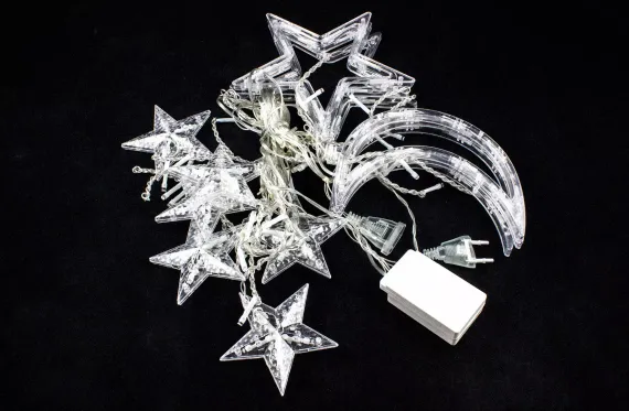 Гирлянда Бахрома Млечный путь 2,5*0,95*0,55 м., 138 синих LED ламп, прозрачный провод, контроллер, Winner Light (B.02.5T.138.L+)