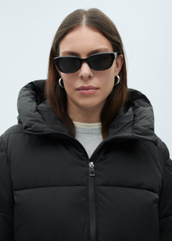 Стеганый анорак миди с капюшоном