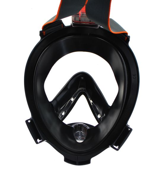 Маска полнолицевая Oceanreef ARIA QR+ для сноркелинга, с держателем камеры черный/оранжевый