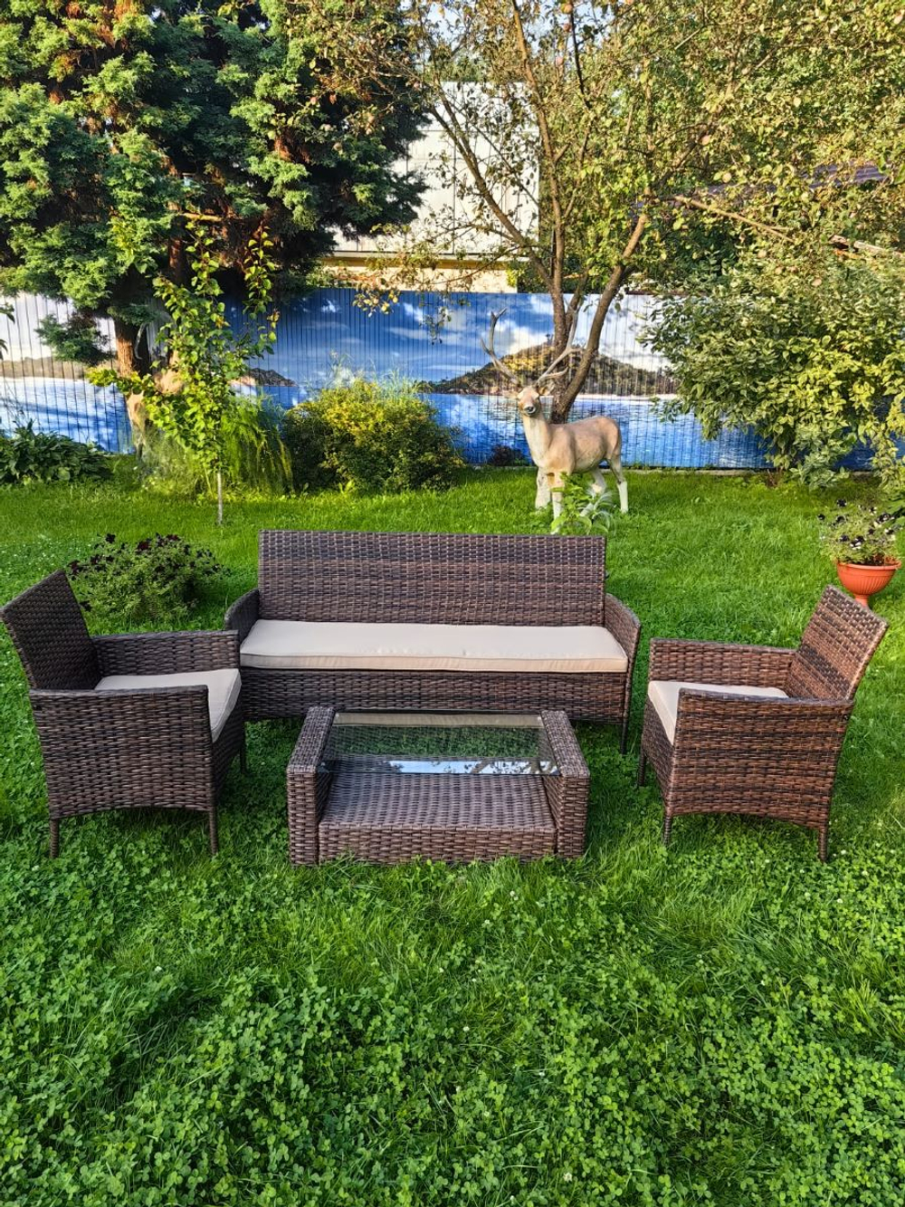 Комплект мебели из искусственного ротанга Анкор с 3х местным диваном и столиком Сантьяго Шоколад