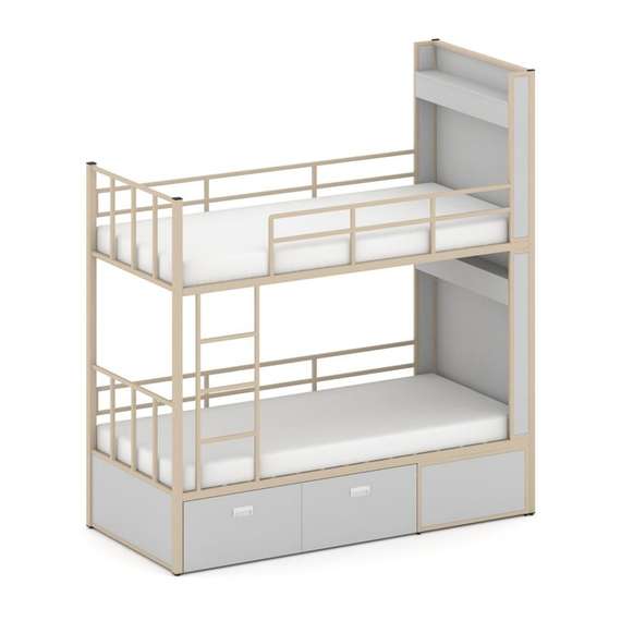 Overnight Кровать 2-х ярусная ON.K2-001 Серый/Металл Капучино 2080*950*2260