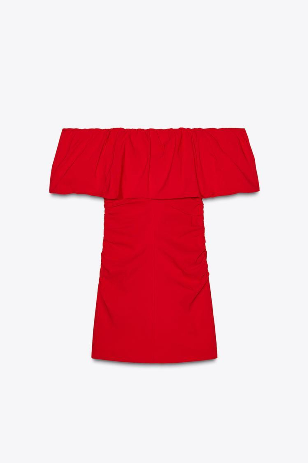 ZARА МИНИ-ПЛАТЬЕ С ВОЛАНОМ, КРАСНЫЙ
