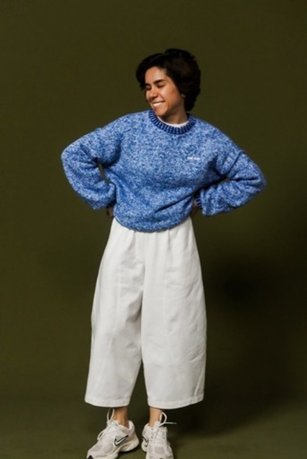 Джемпер из хлопкового мулине синего цвета