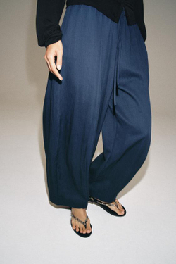 ZARA БРЮКИ BARREL — ZW COLLECTION, ЧЕРНИЛЬНО-СИНИЙ